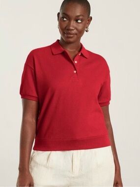 Everlane Red Short-Sleeve Polo Knit Top
